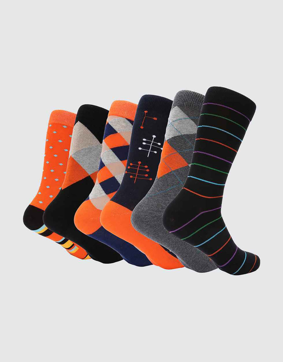 Men's Retro Collection Dress Socks 6 Pack– Mio Marino