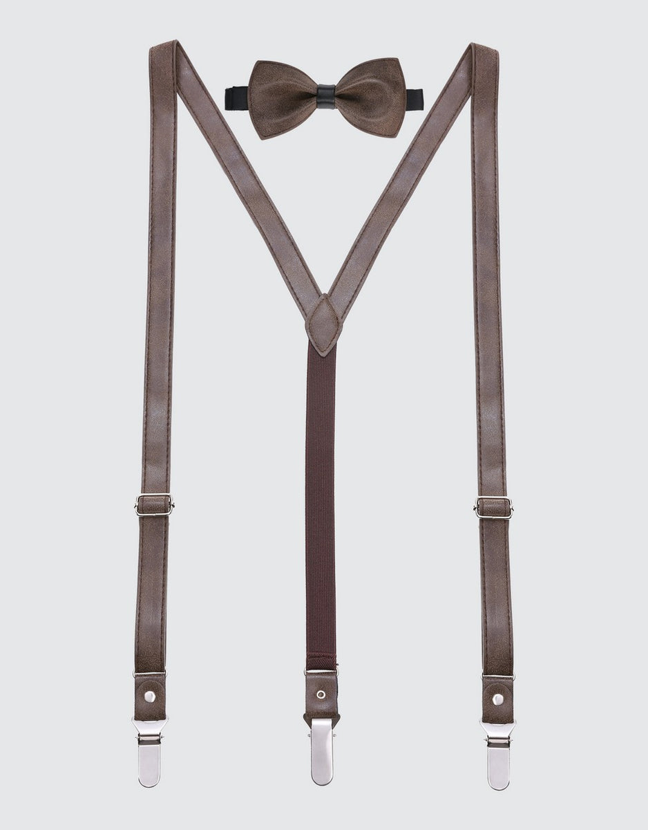 Men's Suede Y-Back Suspenders Bow Tie– Mio Marino Men's Suede Y-Back Suspenders Bow Tie– Mio Marino