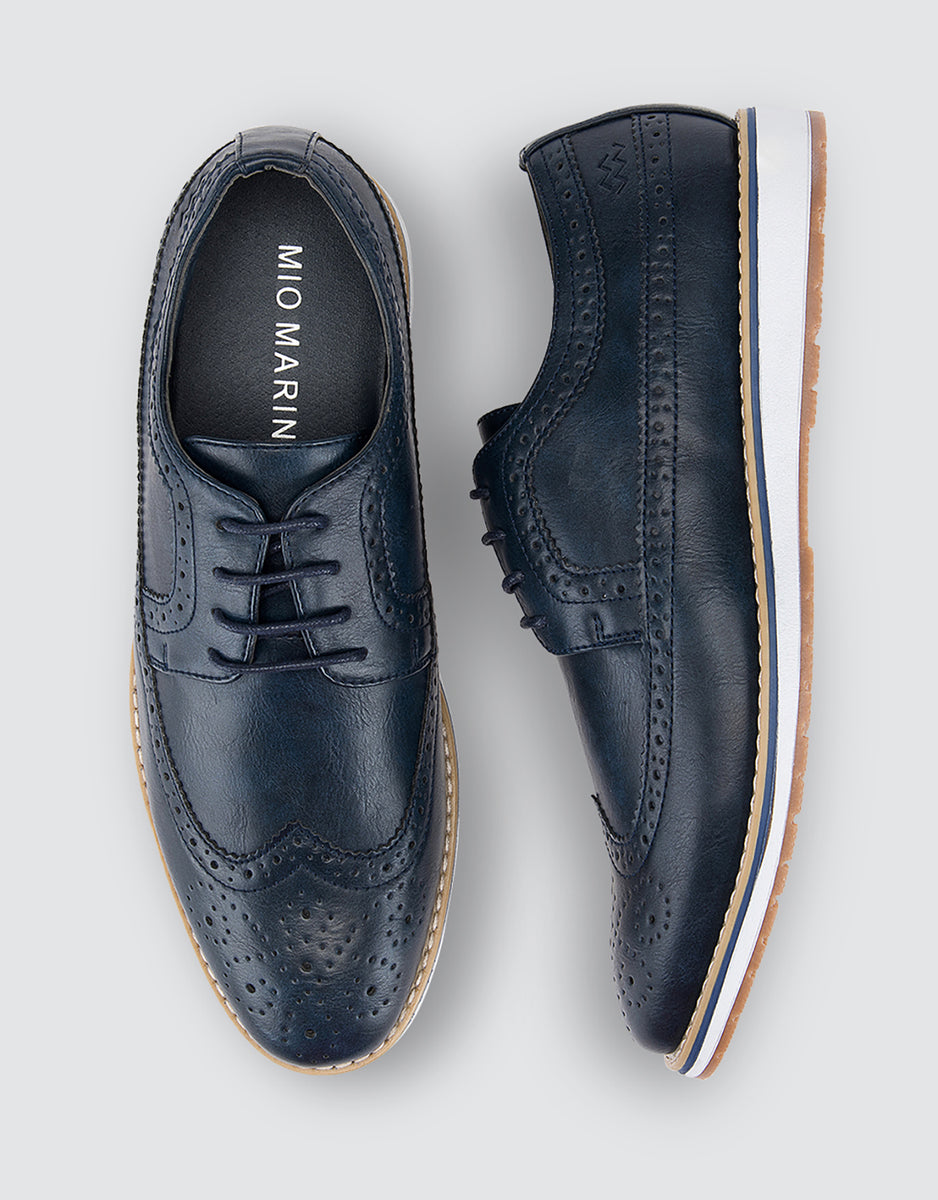 dress casual shoes men Ornate Wingtip Casual Oxford Shoes Deep Cobalt– Mio Marino