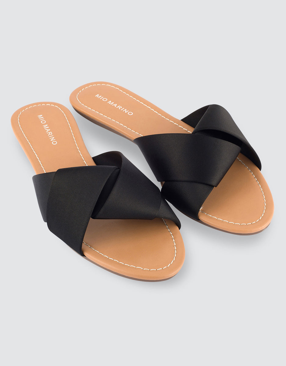 Women s Shoes Bandeau Slipper Crossband Shoes Midnight Noir