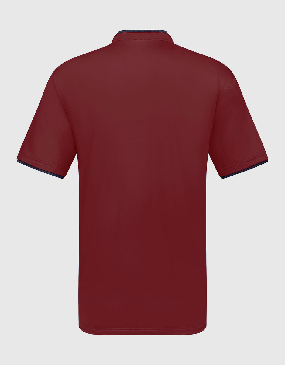 Men's Short Sleeve Henley Polo Shirt with ContrastTrim Mio Marino