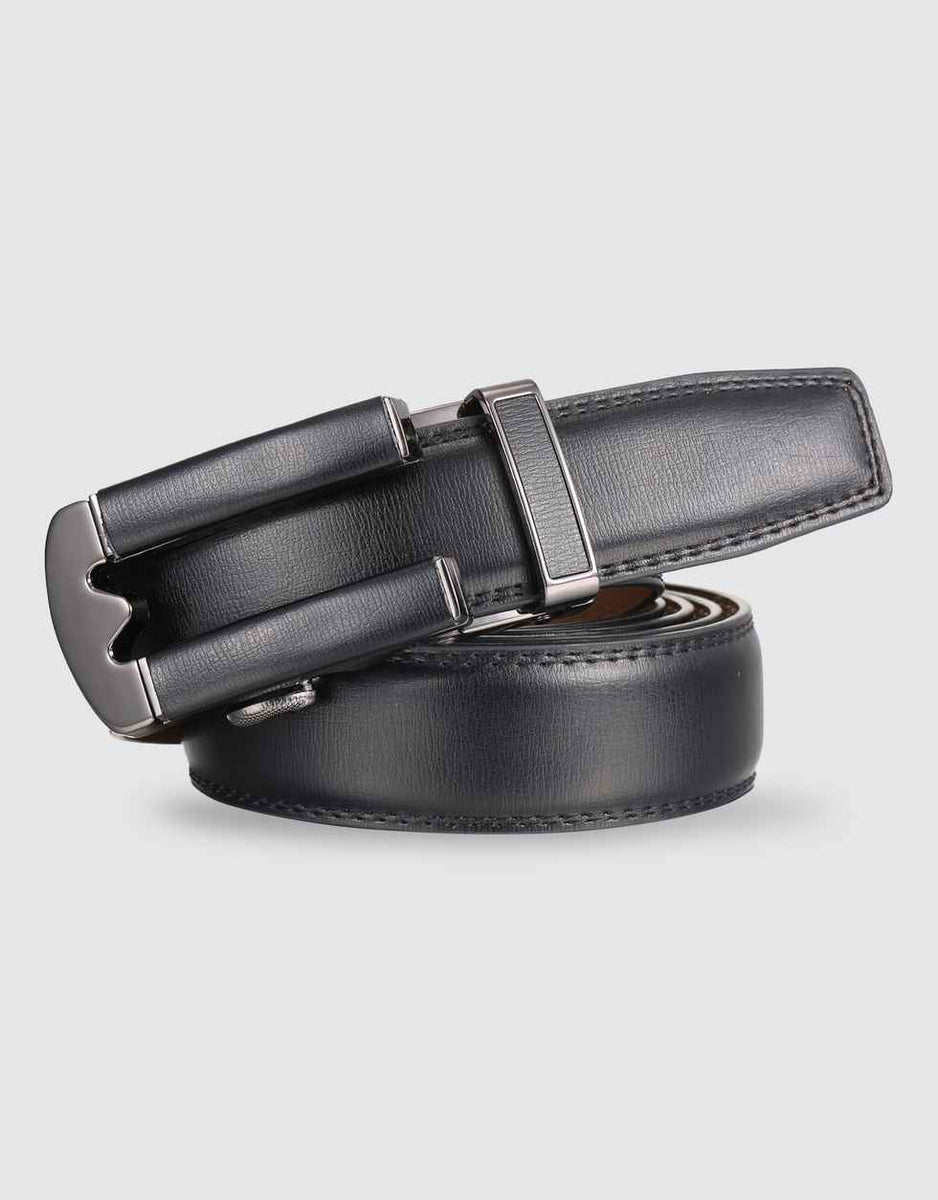 Mio Marino Men's Magnet Leather Ratchet Belt in Black Adjustable from 28