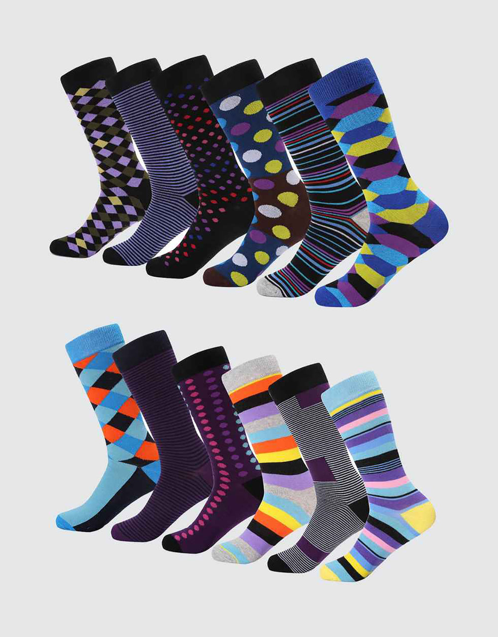 Men's Retro Collection Dress Socks 12 Pack Mio Marino Men's Retro Collection Dress Socks 12 Pack Mio Marino
