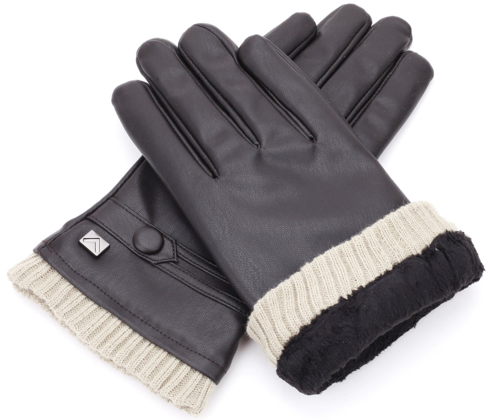 Men's Button Touchscreen Lined Winter Gloves Men's Button Touchscreen Lined Winter Gloves