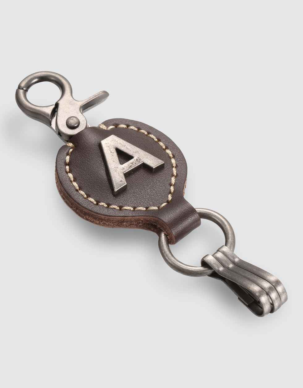 Mio Marino Retro Leather Alphabet Keychain - A