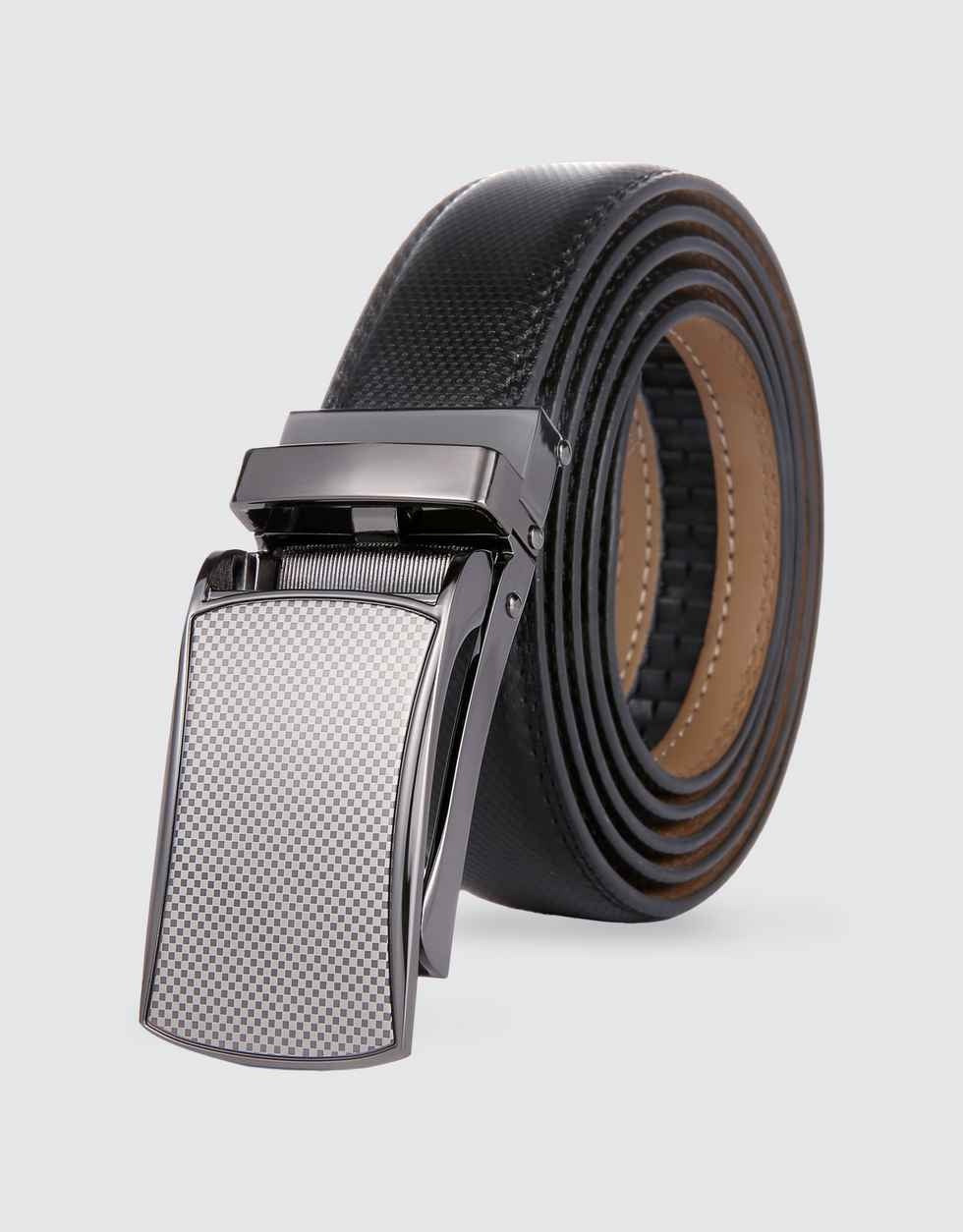 Men's Checkered Ratchet Belt Adjustable from 28" to 44" Waist / Black Men's Checkered Ratchet Belt Adjustable from 28" to 44" Waist / Black