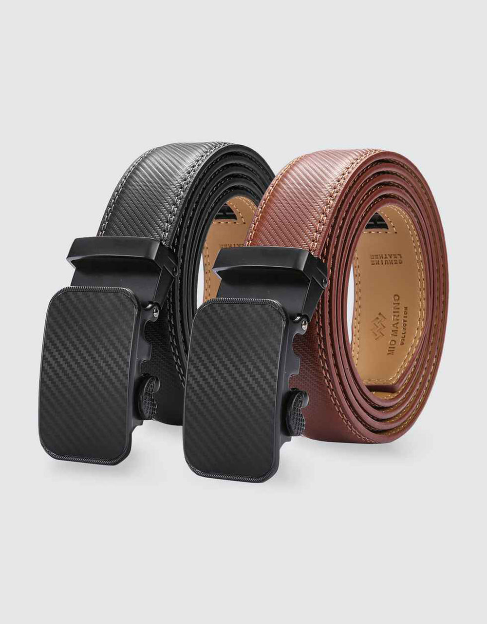 marino men's genuine leather ratchet dress belt Mio Marino | Men's Indented Designed Ratchet Belt