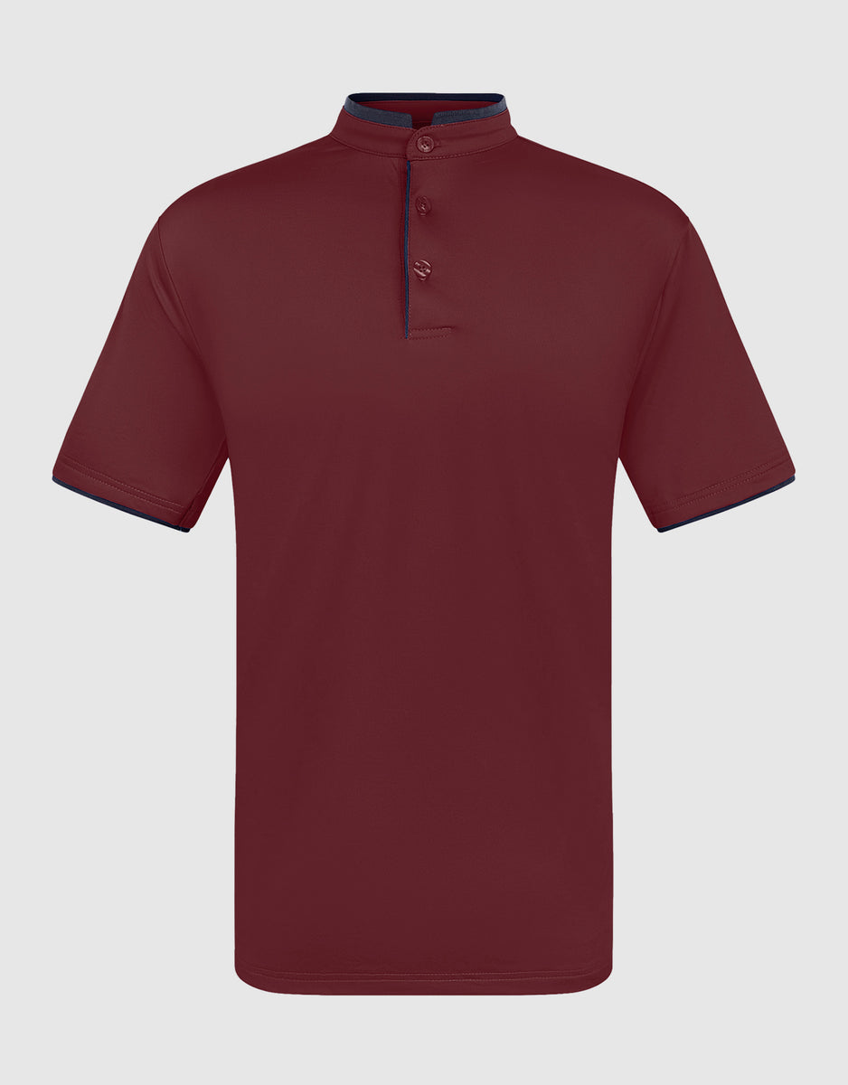 Men's Short Sleeve Henley Polo Shirt with ContrastTrim Mio Marino